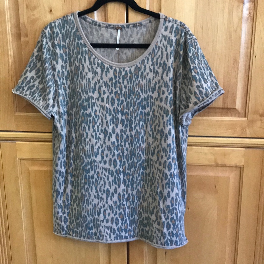 Free People, Large Brown Leopard print t-shirt